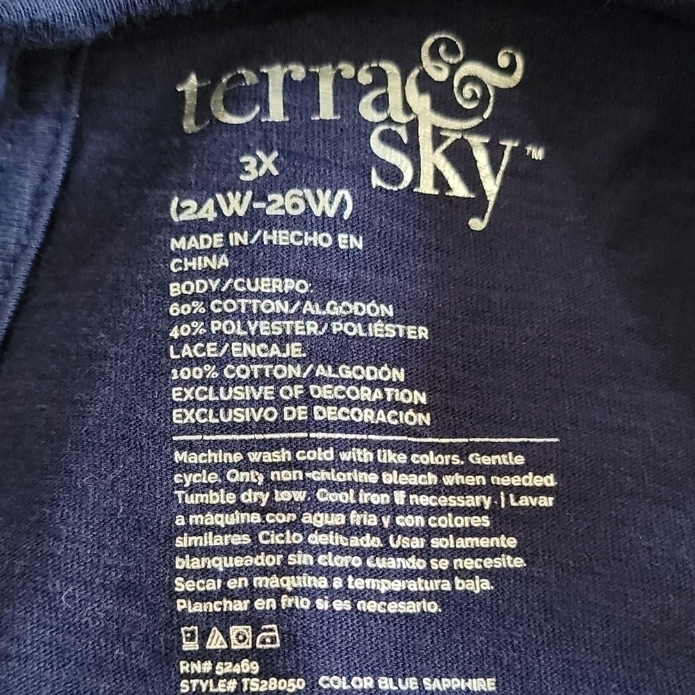 Terra & Sky size 3X blue short sleeve shirt Polyester and cotton - Picture 2 of 8